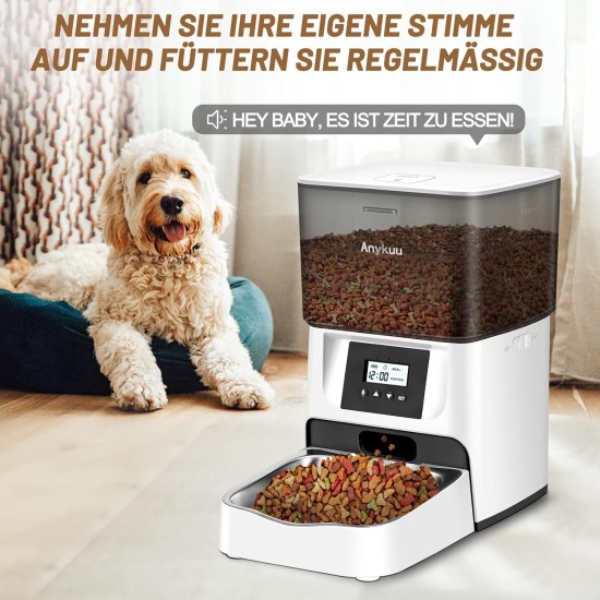 Anykuu 4L Automatic Cat Feeder Dispenser with Timer and Voice Recording 10s, Stainless Steel Bowl and 1-4 Meals a Day for Small and Medium Pets Anykuu 4L Automatic Cat Feeder Dispenser with Timer and Voice Recording 10s, Stainless Steel Bowl and 1-4 Meals a Day for Small and Medium Pets