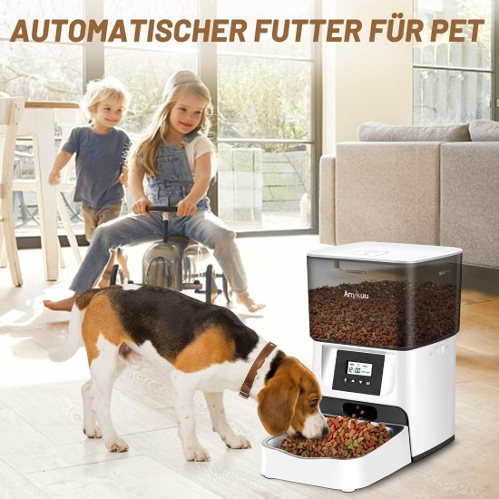 Anykuu 4L Automatic Cat Feeder Dispenser with Timer and Voice Recording 10s, Stainless Steel Bowl and 1-4 Meals a Day for Small and Medium Pets Anykuu 4L Automatic Cat Feeder Dispenser with Timer and Voice Recording 10s, Stainless Steel Bowl and 1-4 Meals a Day for Small and Medium Pets