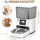 Anykuu 4L Automatic Cat Feeder Dispenser with Timer and Voice Recording 10s, Stainless Steel Bowl and 1-4 Meals a Day for Small and Medium Pets