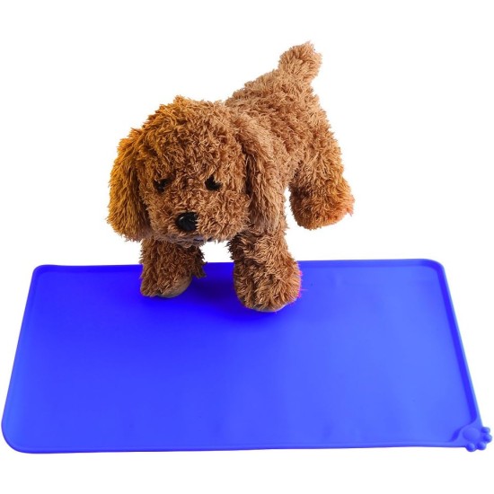 Atyhao Blue Square Silicone Quick Dry Pet Bowl Mat Atyhao Blue Square Silicone Quick Dry Pet Bowl Mat