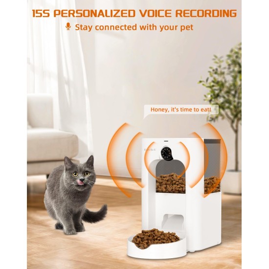 Automatic 4L Cat Feeder, Smart WiFi Cat Feeder with Security Camera, Personalized Feeding Program, 15 Second Voice Recording Automatic 4L Cat Feeder, Smart WiFi Cat Feeder with Security Camera, Personalized Feeding Program, 15 Second Voice Recording