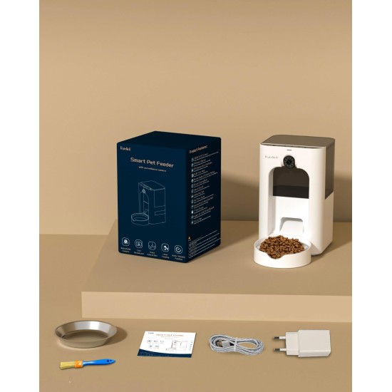 Automatic 4L Cat Feeder, Smart WiFi Cat Feeder with Security Camera, Personalized Feeding Program, 15 Second Voice Recording Automatic 4L Cat Feeder, Smart WiFi Cat Feeder with Security Camera, Personalized Feeding Program, 15 Second Voice Recording