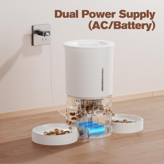 Automatic Cat Feeder 2 Bowls with App: 5L Automatic Feeder with 2.4G WiFi Timer for Dry Food - AONBOY Double Bowl Design for Multi-Cat Households and Dogs - Black Automatic Cat Feeder 2 Bowls with App: 5L Automatic Feeder with 2.4G WiFi Timer for Dry Food - AONBOY Double Bowl Design for Multi-Cat Households and Dogs - Black