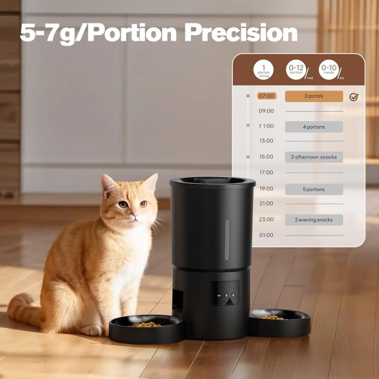 Automatic Cat Feeder 2 Bowls with App: 5L Automatic Feeder with 2.4G WiFi Timer for Dry Food - AONBOY Double Bowl Design for Multi-Cat Households and Dogs - Black Automatic Cat Feeder 2 Bowls with App: 5L Automatic Feeder with 2.4G WiFi Timer for Dry Food - AONBOY Double Bowl Design for Multi-Cat Households and Dogs - Black