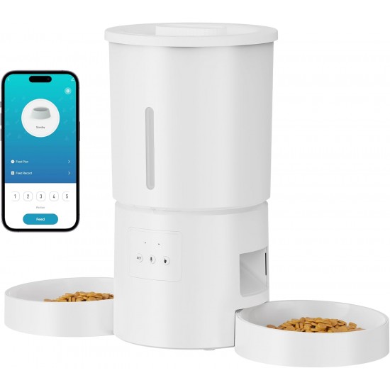 Automatic Cat Feeder 2 Bowls with App: 5L Automatic Feeder with 2.4G WiFi Timer for Dry Food - AONBOY Double Bowl Design for Multi-Cat Households and Dogs - Black Automatic Cat Feeder 2 Bowls with App: 5L Automatic Feeder with 2.4G WiFi Timer for Dry Food - AONBOY Double Bowl Design for Multi-Cat Households and Dogs - Black