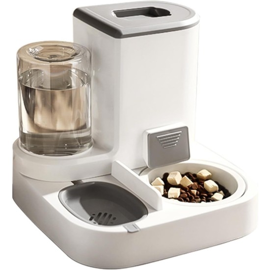 Automatic Cat Feeder 2-in-1 One Piece - 1 L Water Bowl and 2.2 L Large Grain Storage, Multifunctional Cat Food Automatic and Water (Grey) Automatic Cat Feeder 2-in-1 One Piece - 1 L Water Bowl and 2.2 L Large Grain Storage, Multifunctional Cat Food Automatic and Water (Grey)