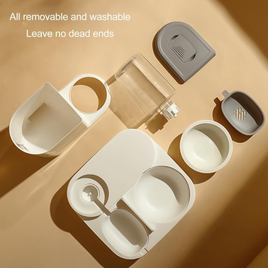 Automatic Cat Feeder 2-in-1 One Piece - 1 L Water Bowl and 2.2 L Large Grain Storage, Multifunctional Cat Food Automatic and Water (Grey) Automatic Cat Feeder 2-in-1 One Piece - 1 L Water Bowl and 2.2 L Large Grain Storage, Multifunctional Cat Food Automatic and Water (Grey)