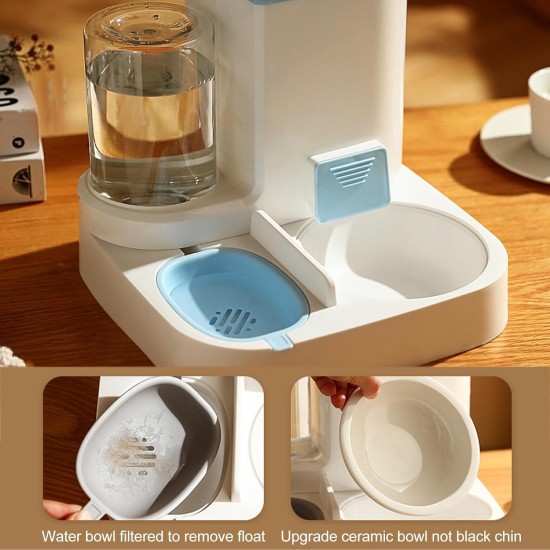 Automatic Cat Feeder 2-in-1 One Piece - 1 L Water Bowl and 2.2 L Large Grain Storage, Multifunctional Cat Food Automatic and Water (Grey) Automatic Cat Feeder 2-in-1 One Piece - 1 L Water Bowl and 2.2 L Large Grain Storage, Multifunctional Cat Food Automatic and Water (Grey)