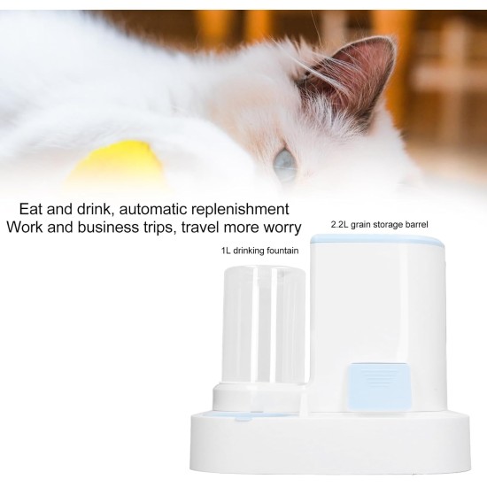 Automatic Cat Feeder 2-in-1 One Piece - 1 L Water Bowl and 2.2 L Large Grain Storage, Multifunctional Cat Food Automatic and Water (Grey) Automatic Cat Feeder 2-in-1 One Piece - 1 L Water Bowl and 2.2 L Large Grain Storage, Multifunctional Cat Food Automatic and Water (Grey)