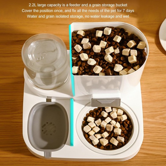 Automatic Cat Feeder 2-in-1 One Piece - 1 L Water Bowl and 2.2 L Large Grain Storage, Multifunctional Cat Food Automatic and Water (Grey) Automatic Cat Feeder 2-in-1 One Piece - 1 L Water Bowl and 2.2 L Large Grain Storage, Multifunctional Cat Food Automatic and Water (Grey)