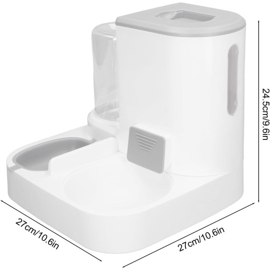Automatic Cat Feeder 2-in-1 One Piece - 1 L Water Bowl and 2.2 L Large Grain Storage, Multifunctional Cat Food Automatic and Water (Grey) Automatic Cat Feeder 2-in-1 One Piece - 1 L Water Bowl and 2.2 L Large Grain Storage, Multifunctional Cat Food Automatic and Water (Grey)