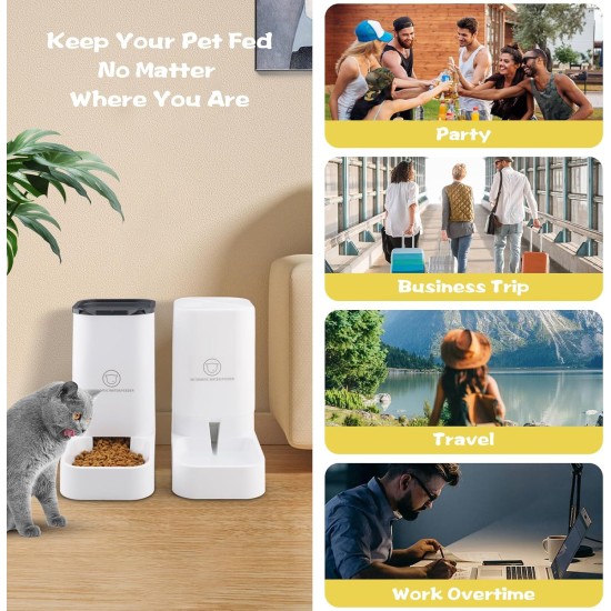 Automatic Cat Feeder, 2.1 kg Automatic Cat Feeder and 3.8 L Water Dispenser Dog, No Electricity, PBA Free Travel Feeder Cat Water Dispenser (White) Automatic Cat Feeder, 2.1 kg Automatic Cat Feeder and 3.8 L Water Dispenser Dog, No Electricity, PBA Free Travel Feeder Cat Water Dispenser (White)