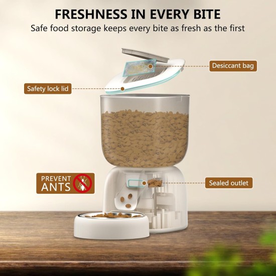 Automatic Cat Feeder, 2.4G WiFi App Control, Automatic Cat Feeder with Stainless Steel Bowl, Easy to Clean, 10S Recording Function, 1-10 Meals a Day Automatic Cat Feeder, 2.4G WiFi App Control, Automatic Cat Feeder with Stainless Steel Bowl, Easy to Clean, 10S Recording Function, 1-10 Meals a Day