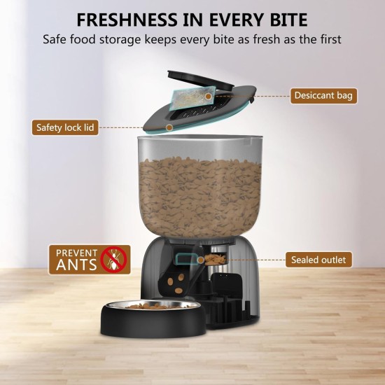 Automatic Cat Feeder, 2.4G WiFi App Control, Automatic Cat Feeder with Stainless Steel Bowl, Easy to Clean, 10S Recording Function, 1-10 Meals a Day Automatic Cat Feeder, 2.4G WiFi App Control, Automatic Cat Feeder with Stainless Steel Bowl, Easy to Clean, 10S Recording Function, 1-10 Meals a Day