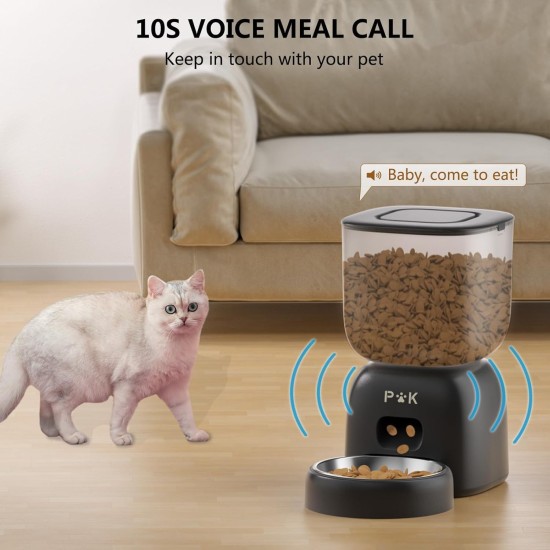 Automatic Cat Feeder, 2.4G WiFi App Control, Automatic Cat Feeder with Stainless Steel Bowl, Easy to Clean, 10S Recording Function, 1-10 Meals a Day Automatic Cat Feeder, 2.4G WiFi App Control, Automatic Cat Feeder with Stainless Steel Bowl, Easy to Clean, 10S Recording Function, 1-10 Meals a Day