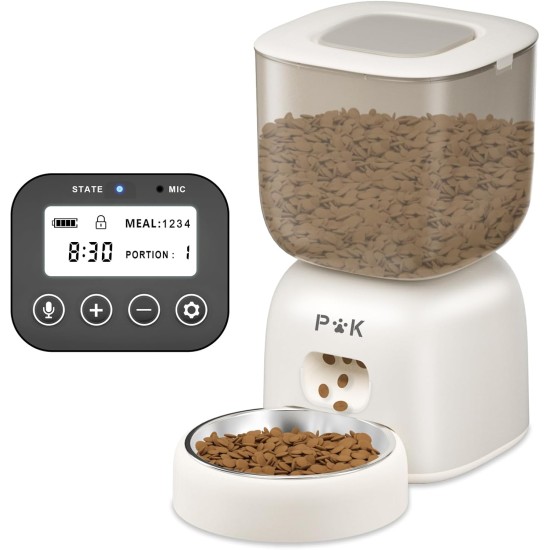 Automatic Cat Feeder, 3 L Automatic Cat Feeder, 180 Days Long Battery Life, 10S Voice Prompt and Stainless Steel Bowl, Up to 4 Meals a Day Automatic Cat Feeder, 3 L Automatic Cat Feeder, 180 Days Long Battery Life, 10S Voice Prompt and Stainless Steel Bowl, Up to 4 Meals a Day