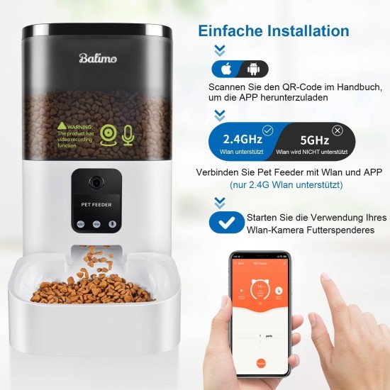 Automatic Cat Feeder, 3 L Cat Food, 2.4G WiFi Cat Feeder, App Control with Cat Feeder, 1 to 10 Meals per Day, Suitable for Dogs and Cats, Black Automatic Cat Feeder, 3 L Cat Food, 2.4G WiFi Cat Feeder, App Control with Cat Feeder, 1 to 10 Meals per Day, Suitable for Dogs and Cats, Black