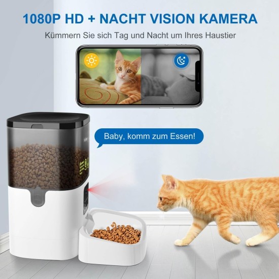 Automatic Cat Feeder, 3 L Cat Food, 2.4G WiFi Cat Feeder, App Control with Cat Feeder, 1 to 10 Meals per Day, Suitable for Dogs and Cats, Black Automatic Cat Feeder, 3 L Cat Food, 2.4G WiFi Cat Feeder, App Control with Cat Feeder, 1 to 10 Meals per Day, Suitable for Dogs and Cats, Black