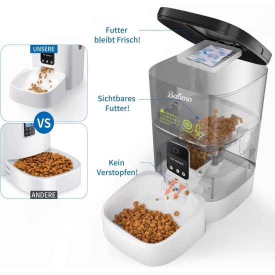 Automatic Cat Feeder, 3 L Cat Food, 2.4G WiFi Cat Feeder, App Control with Cat Feeder, 1 to 10 Meals per Day, Suitable for Dogs and Cats, Black Automatic Cat Feeder, 3 L Cat Food, 2.4G WiFi Cat Feeder, App Control with Cat Feeder, 1 to 10 Meals per Day, Suitable for Dogs and Cats, Black