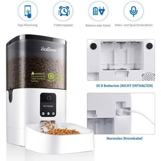 Automatic Cat Feeder, 3 L Cat Food, 2.4G WiFi Cat Feeder, App Control with Cat Feeder, 1 to 10 Meals per Day, Suitable for Dogs and Cats, Black Automatic Cat Feeder, 3 L Cat Food, 2.4G WiFi Cat Feeder, App Control with Cat Feeder, 1 to 10 Meals per Day, Suitable for Dogs and Cats, Black