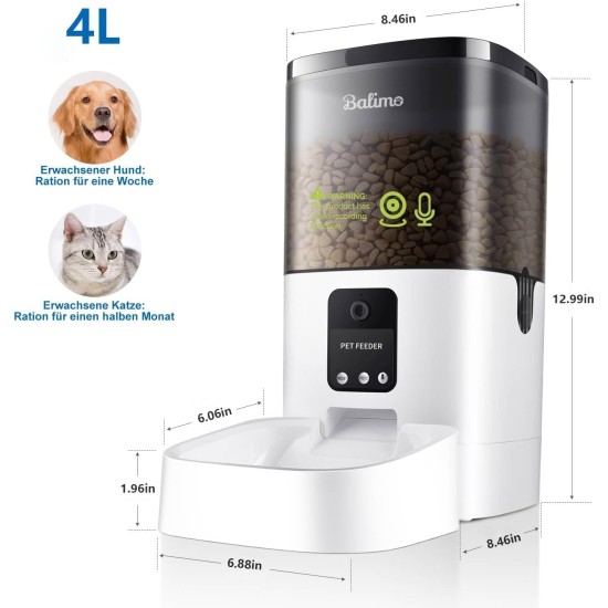 Automatic Cat Feeder, 3 L Cat Food, 2.4G WiFi Cat Feeder, App Control with Cat Feeder, 1 to 10 Meals per Day, Suitable for Dogs and Cats, Black Automatic Cat Feeder, 3 L Cat Food, 2.4G WiFi Cat Feeder, App Control with Cat Feeder, 1 to 10 Meals per Day, Suitable for Dogs and Cats, Black