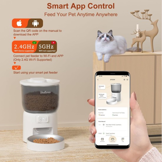Automatic Cat Feeder, 3 L Cat Food, 2.4G WiFi Cat Feeder, App Control with Cat Feeder, 1 to 10 Meals per Day, Suitable for Dogs and Cats, Black Automatic Cat Feeder, 3 L Cat Food, 2.4G WiFi Cat Feeder, App Control with Cat Feeder, 1 to 10 Meals per Day, Suitable for Dogs and Cats, Black