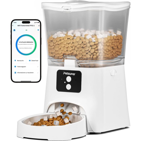 Automatic Cat Feeder, 3 L Cat Food Automatic with Programmable Timer, 1-6 Meals per Day, Dog Feeder with Press Lid and 10 Second Recording Function Automatic Cat Feeder, 3 L Cat Food Automatic with Programmable Timer, 1-6 Meals per Day, Dog Feeder with Press Lid and 10 Second Recording Function