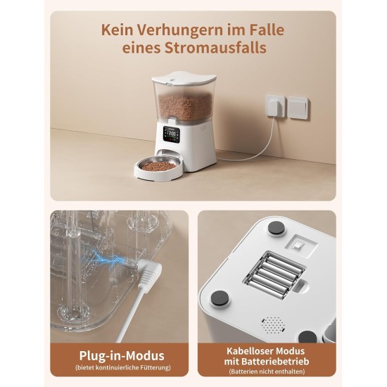 Automatic Cat Feeder, 3 L Cat Food Automatic with Programmable Timer, 1-6 Meals per Day, Dog Feeder with Press Lid and 10 Second Recording Function Automatic Cat Feeder, 3 L Cat Food Automatic with Programmable Timer, 1-6 Meals per Day, Dog Feeder with Press Lid and 10 Second Recording Function