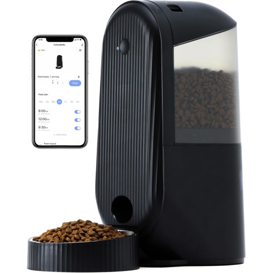 Automatic Cat Feeder, 4 L Cat Food, Automatic Cat Feeder with Tailored Schedule, Battery Operated & Wired Electrics, Black Automatic Cat Feeder, 4 L Cat Food, Automatic Cat Feeder with Tailored Schedule, Battery Operated & Wired Electrics, Black