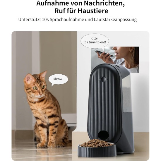 Automatic Cat Feeder, 4 L Cat Food, Automatic Cat Feeder with Tailored Schedule, Battery Operated & Wired Electrics, Black Automatic Cat Feeder, 4 L Cat Food, Automatic Cat Feeder with Tailored Schedule, Battery Operated & Wired Electrics, Black
