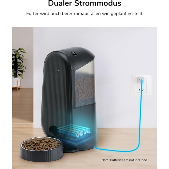 Automatic Cat Feeder, 4 L Cat Food, Automatic Cat Feeder with Tailored Schedule, Battery Operated & Wired Electrics, Black Automatic Cat Feeder, 4 L Cat Food, Automatic Cat Feeder with Tailored Schedule, Battery Operated & Wired Electrics, Black
