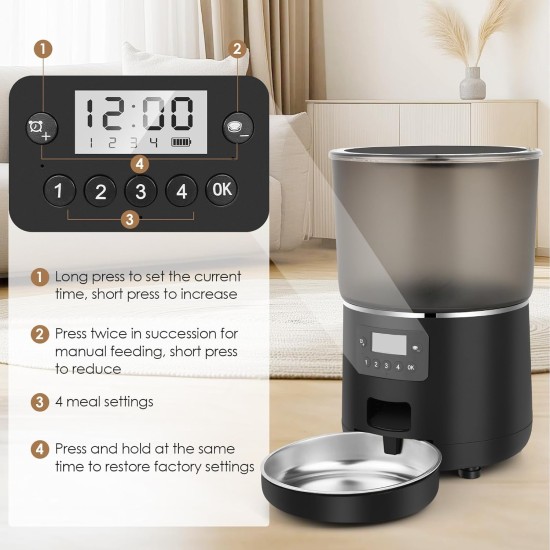 Automatic Cat Feeder 4L Cat Food Automatic with Stainless Steel Bowl and Timer, 1-4 Meals a Day Cat Feeder for Small and Medium Pets Automatic Cat Feeder 4L Cat Food Automatic with Stainless Steel Bowl and Timer, 1-4 Meals a Day Cat Feeder for Small and Medium Pets