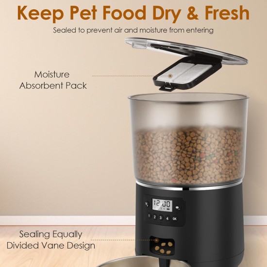 Automatic Cat Feeder 4L Cat Food Automatic with Stainless Steel Bowl and Timer, 1-4 Meals a Day Cat Feeder for Small and Medium Pets Automatic Cat Feeder 4L Cat Food Automatic with Stainless Steel Bowl and Timer, 1-4 Meals a Day Cat Feeder for Small and Medium Pets