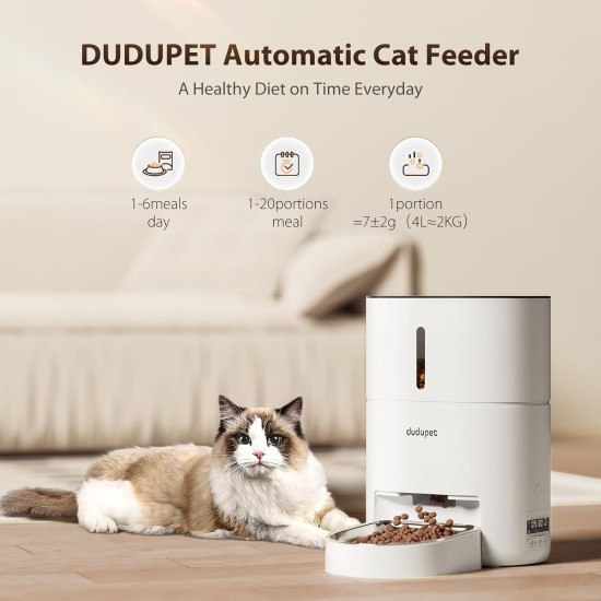 Automatic Cat Feeder, 4L Cat Food Dispenser Cat Feeder Automatic, 2.4G WIFI Remote Control Dual Power Supply, 10-Second Voice Recording, Stainless Steel Bowl, Suitable for Small Dogs and Cats Automatic Cat Feeder, 4L Cat Food Dispenser Cat Feeder Automatic, 2.4G WIFI Remote Control Dual Power Supply, 10-Second Voice Recording, Stainless Steel Bowl, Suitable for Small Dogs and Cats