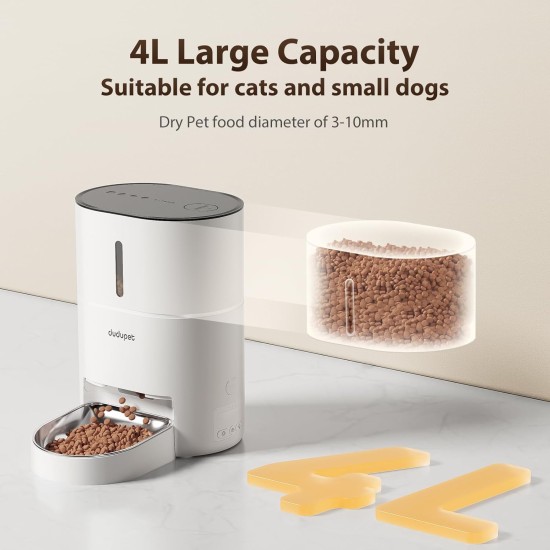 Automatic Cat Feeder, 4L Cat Food Dispenser Cat Feeder Automatic, 2.4G WIFI Remote Control Dual Power Supply, 10-Second Voice Recording, Stainless Steel Bowl, Suitable for Small Dogs and Cats Automatic Cat Feeder, 4L Cat Food Dispenser Cat Feeder Automatic, 2.4G WIFI Remote Control Dual Power Supply, 10-Second Voice Recording, Stainless Steel Bowl, Suitable for Small Dogs and Cats