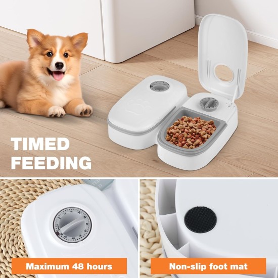 Automatic Cat Feeder, 700 ml Automatic Feeder with 48 Hour Timer, Non-Slip Wet Automatic Feeder for Cats, Automatic Feeder Dog, Cat Food Automatic for Cats and Small Dogs Automatic Cat Feeder, 700 ml Automatic Feeder with 48 Hour Timer, Non-Slip Wet Automatic Feeder for Cats, Automatic Feeder Dog, Cat Food Automatic for Cats and Small Dogs