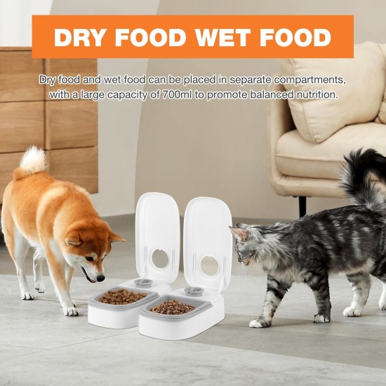 Automatic Cat Feeder, 700 ml Automatic Feeder with 48 Hour Timer, Non-Slip Wet Automatic Feeder for Cats, Automatic Feeder Dog, Cat Food Automatic for Cats and Small Dogs Automatic Cat Feeder, 700 ml Automatic Feeder with 48 Hour Timer, Non-Slip Wet Automatic Feeder for Cats, Automatic Feeder Dog, Cat Food Automatic for Cats and Small Dogs