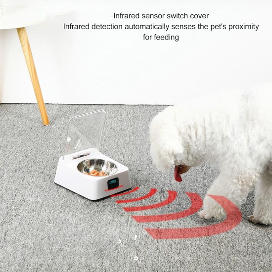 Automatic Cat Feeder, Pet Feeder with Open Lid, with Infrared Sensor Cover, Removable Bowl, Battery Operated, Smarter Automatic Cat Feeder, Pet Feeder with Open Lid, with Infrared Sensor Cover, Removable Bowl, Battery Operated, Smarter
