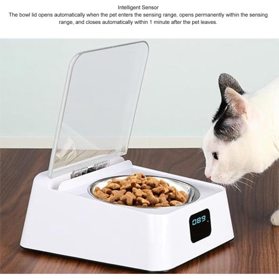 Automatic Cat Feeder, Pet Feeder with Open Lid, with Infrared Sensor Cover, Removable Bowl, Battery Operated, Smarter Automatic Cat Feeder, Pet Feeder with Open Lid, with Infrared Sensor Cover, Removable Bowl, Battery Operated, Smarter