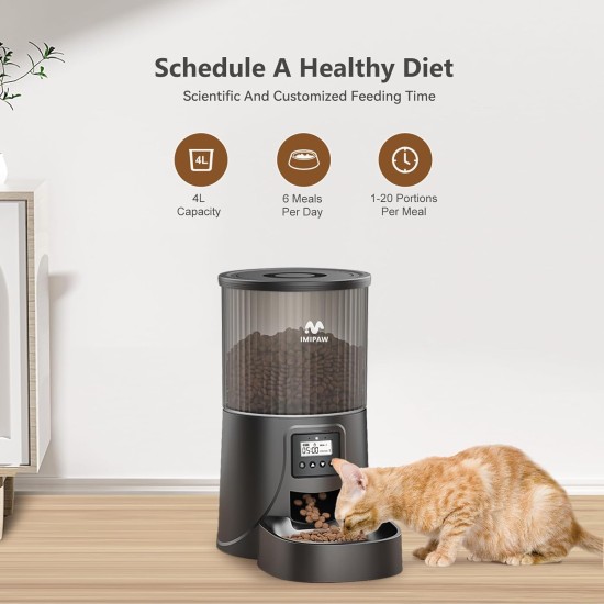 Automatic Cat Feeder Timed Dog Feeder 4L Programmable Control 1-6 Meals Dry Food Dispenser for Pets with Desiccant Bag for Cats Automatic Cat Feeder Timed Dog Feeder 4L Programmable Control 1-6 Meals Dry Food Dispenser for Pets with Desiccant Bag for Cats