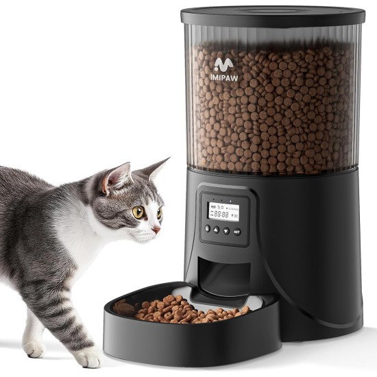 Automatic Cat Feeder Timed Dog Feeder 4L Programmable Control 1-6 Meals Dry Food Dispenser for Pets with Desiccant Bag for Cats