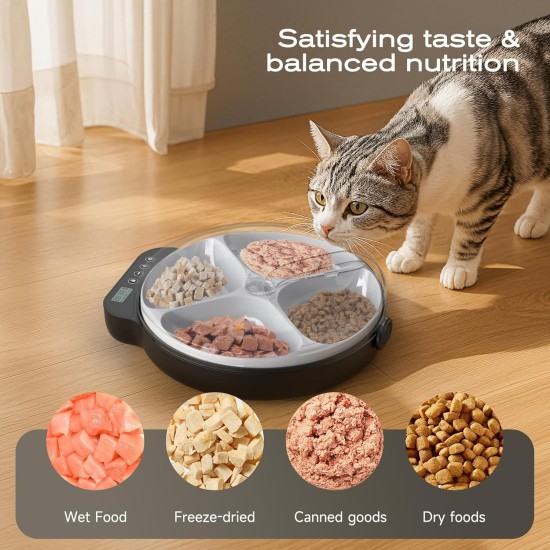 Automatic Cat Feeder Wet Food Cat Food Automatic Feeder Cat Feeder with Programmable Timer and Cooling - Dry Food Dispenser for Dogs Wireless Battery Operated - 4 Meals for Pets Automatic Cat Feeder Wet Food Cat Food Automatic Feeder Cat Feeder with Programmable Timer and Cooling - Dry Food Dispenser for Dogs Wireless Battery Operated - 4 Meals for Pets