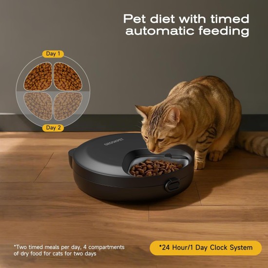 Automatic Cat Feeder Wet Food Cat Food Automatic Feeder Cat Feeder with Programmable Timer and Cooling - Dry Food Dispenser for Dogs Wireless Battery Operated - 4 Meals for Pets Automatic Cat Feeder Wet Food Cat Food Automatic Feeder Cat Feeder with Programmable Timer and Cooling - Dry Food Dispenser for Dogs Wireless Battery Operated - 4 Meals for Pets