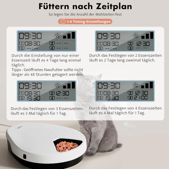 Automatic Cat Feeder Wet Food with Cooling, 1-4 Days Fresh Preservation, Semiconductor Cooling, Quick Chills Sauce, Wet Food, Dry Food, Cat Feeder, 5 Meal Cat Dog Cat Food Automatic Automatic Cat Feeder Wet Food with Cooling, 1-4 Days Fresh Preservation, Semiconductor Cooling, Quick Chills Sauce, Wet Food, Dry Food, Cat Feeder, 5 Meal Cat Dog Cat Food Automatic