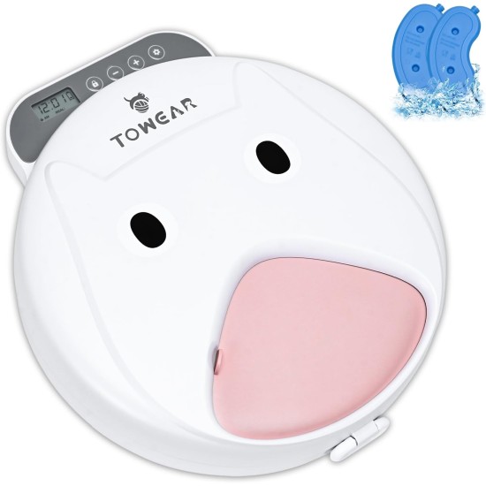 Automatic Cat Feeder Wet Food with Cooling, Pet Feeder with Digital Timer for Wet or Dry Pet Film, 4 Food Compartments for 240 ml Pet Food, with Two Ice Packs Automatic Cat Feeder Wet Food with Cooling, Pet Feeder with Digital Timer for Wet or Dry Pet Film, 4 Food Compartments for 240 ml Pet Food, with Two Ice Packs