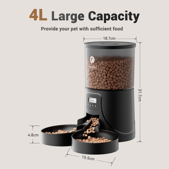 Automatic Cat Feeder WiFi 2.4G: App Control Dry Food Dispenser for 2 Small Dogs and Cats 4L, Programmable Timer, 1-10 Meals a Day, Desiccant Bag Automatic Cat Feeder WiFi 2.4G: App Control Dry Food Dispenser for 2 Small Dogs and Cats 4L, Programmable Timer, 1-10 Meals a Day, Desiccant Bag