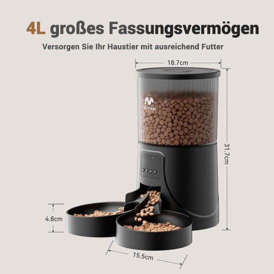 Automatic Cat Feeder WiFi 2.4G: App Control Dry Food Dispenser for 2 Small Dogs and Cats 4L, Programmable Timer, 1-10 Meals a Day, Desiccant Bag Automatic Cat Feeder WiFi 2.4G: App Control Dry Food Dispenser for 2 Small Dogs and Cats 4L, Programmable Timer, 1-10 Meals a Day, Desiccant Bag