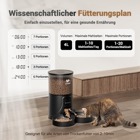 Automatic Cat Feeder WiFi 2.4G: App Control Dry Food Dispenser for 2 Small Dogs and Cats 4L, Programmable Timer, 1-10 Meals a Day, Desiccant Bag Automatic Cat Feeder WiFi 2.4G: App Control Dry Food Dispenser for 2 Small Dogs and Cats 4L, Programmable Timer, 1-10 Meals a Day, Desiccant Bag