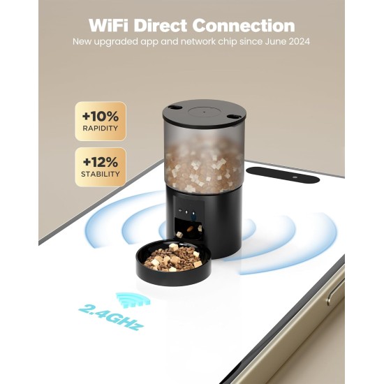 Automatic Cat Feeder, WiFi: Cat Feeder with Customised Schedule, Automatic Dog/Cat Feeder, App Control, Cat Feeder, 4 L, Black Automatic Cat Feeder, WiFi: Cat Feeder with Customised Schedule, Automatic Dog/Cat Feeder, App Control, Cat Feeder, 4 L, Black