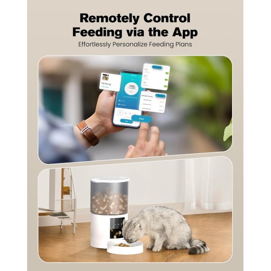 Automatic Cat Feeder, WiFi: Cat Feeder with Customised Schedule, Automatic Dog/Cat Feeder, App Control, Cat Feeder, 4 L, Black Automatic Cat Feeder, WiFi: Cat Feeder with Customised Schedule, Automatic Dog/Cat Feeder, App Control, Cat Feeder, 4 L, Black